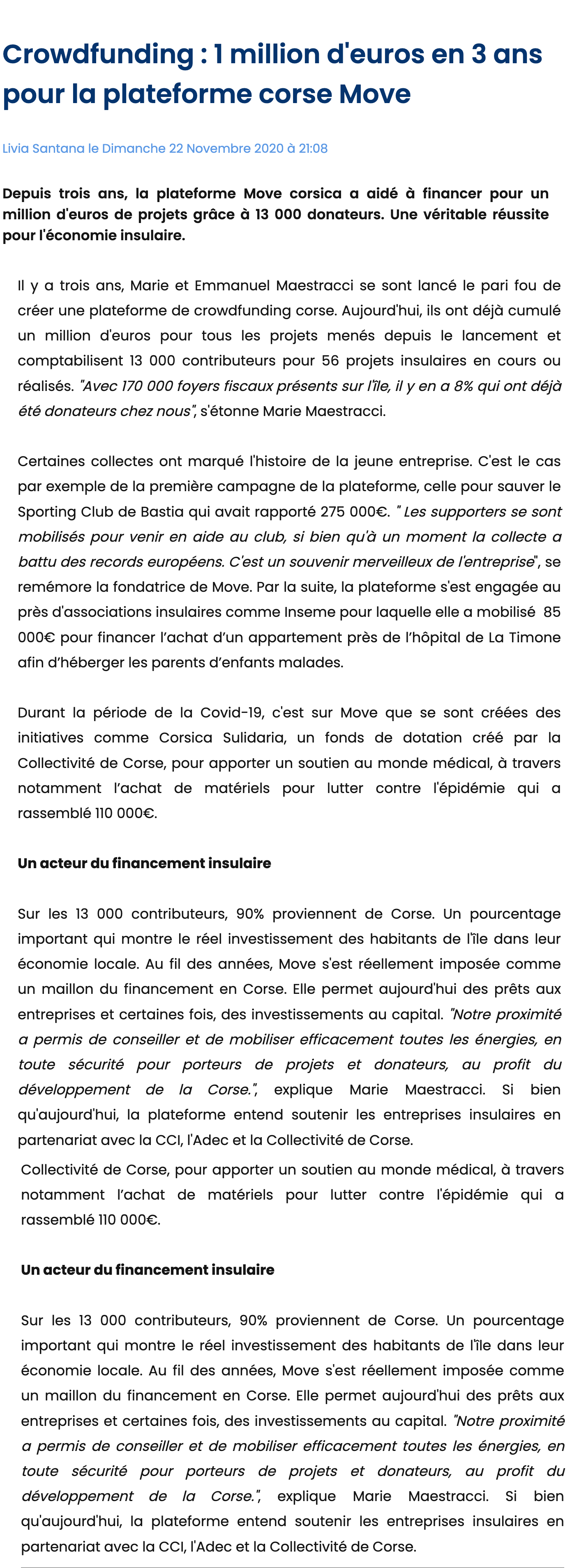 Corse Net Info — 1 million collecté